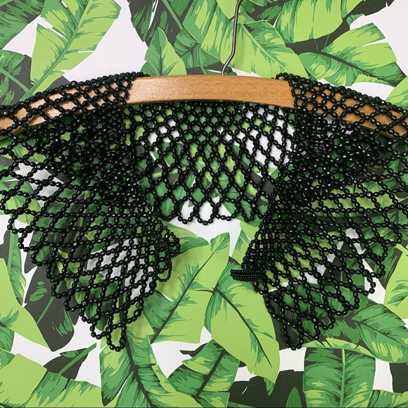 Retro Black Beaded Peter Pan Collar Necklace - Picture 6 of 6